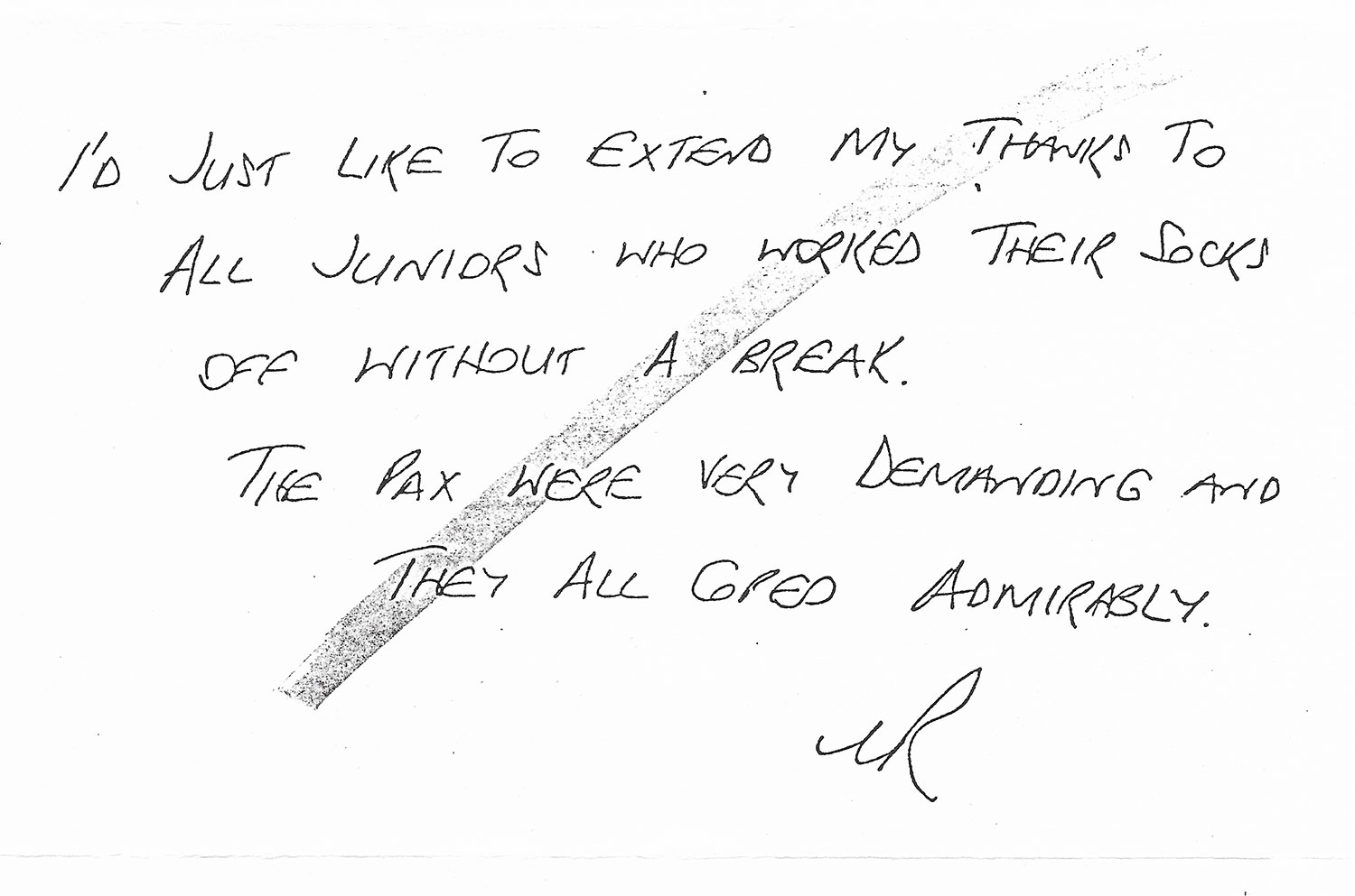 copy of a handwritten note