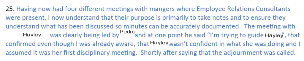 copy of written correspondence