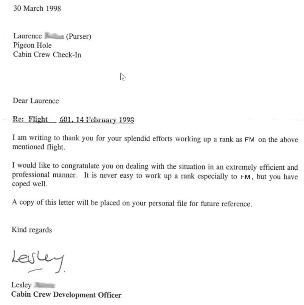 correspondence from a manager to an employee