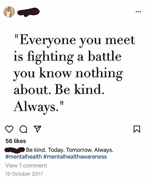 copy of an instagram post with text