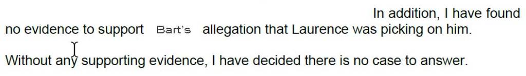 copy of written correspondence