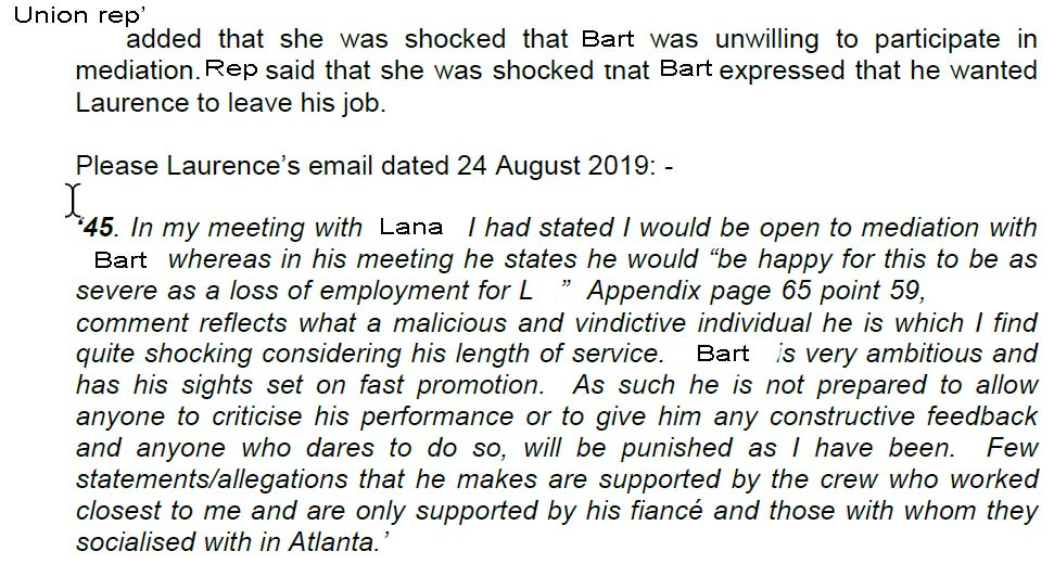 copy of written correspondence