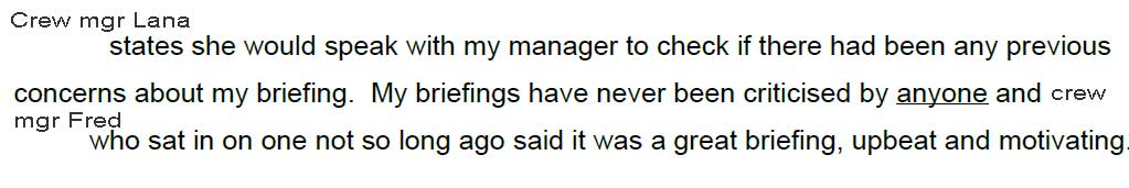 copy of written correspondence