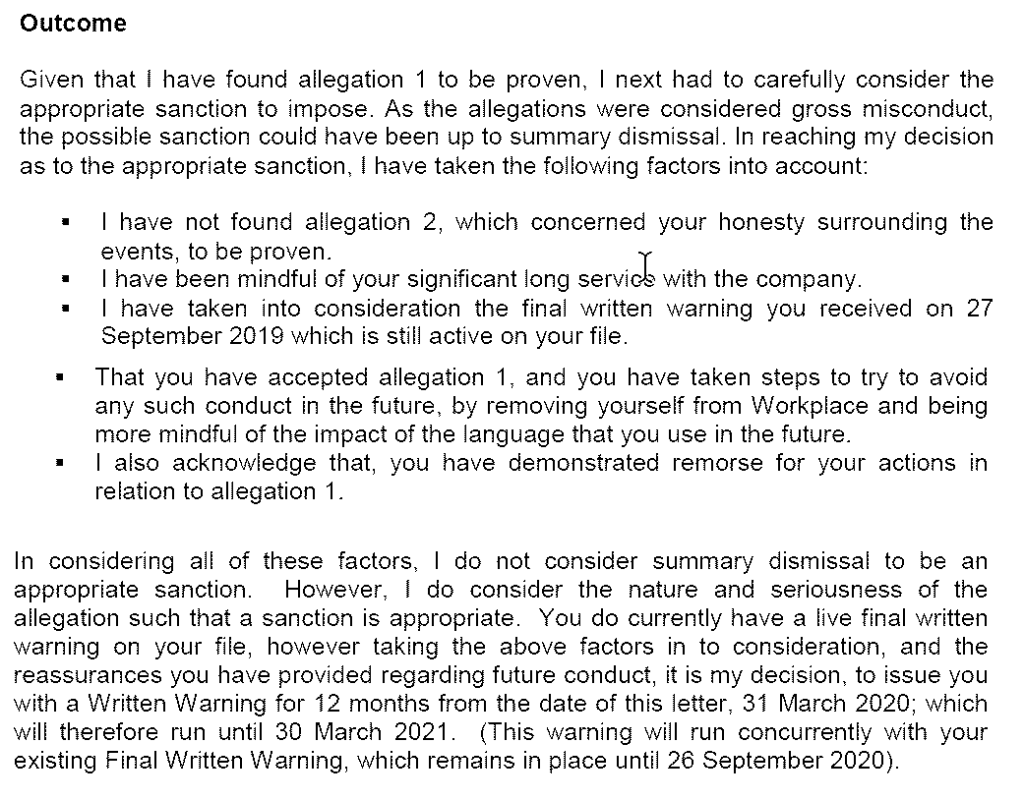 copy of text from correspondence