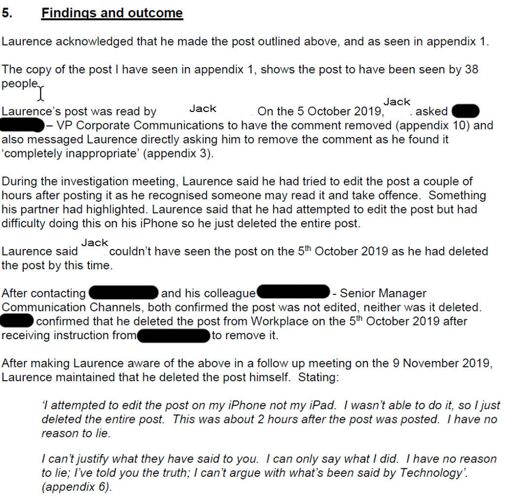 text from written correspondence