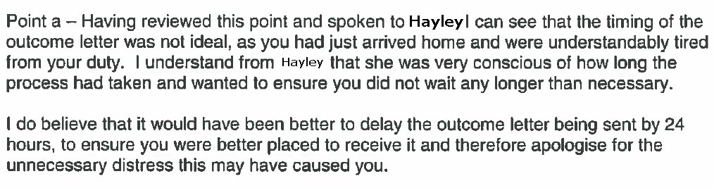 copy of written correspondence